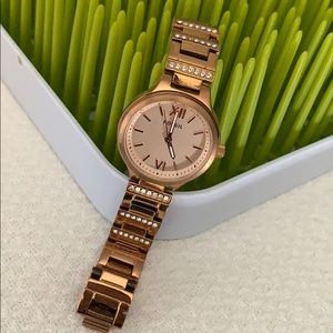 Used Rose gold Fossil watch with bling